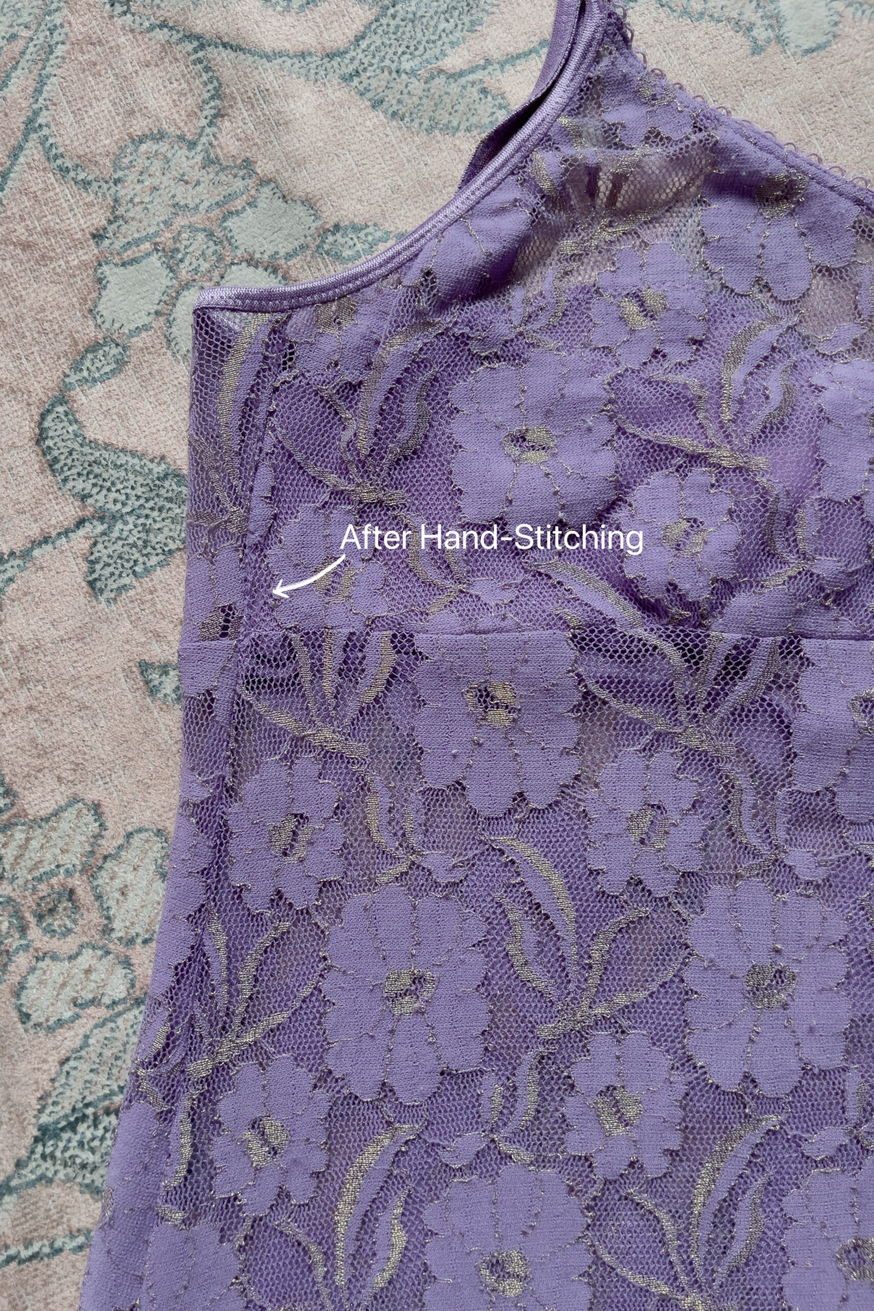 Vintage Purple Sheer Floral Lace Mini Slip Dress (S–M) - Image 10