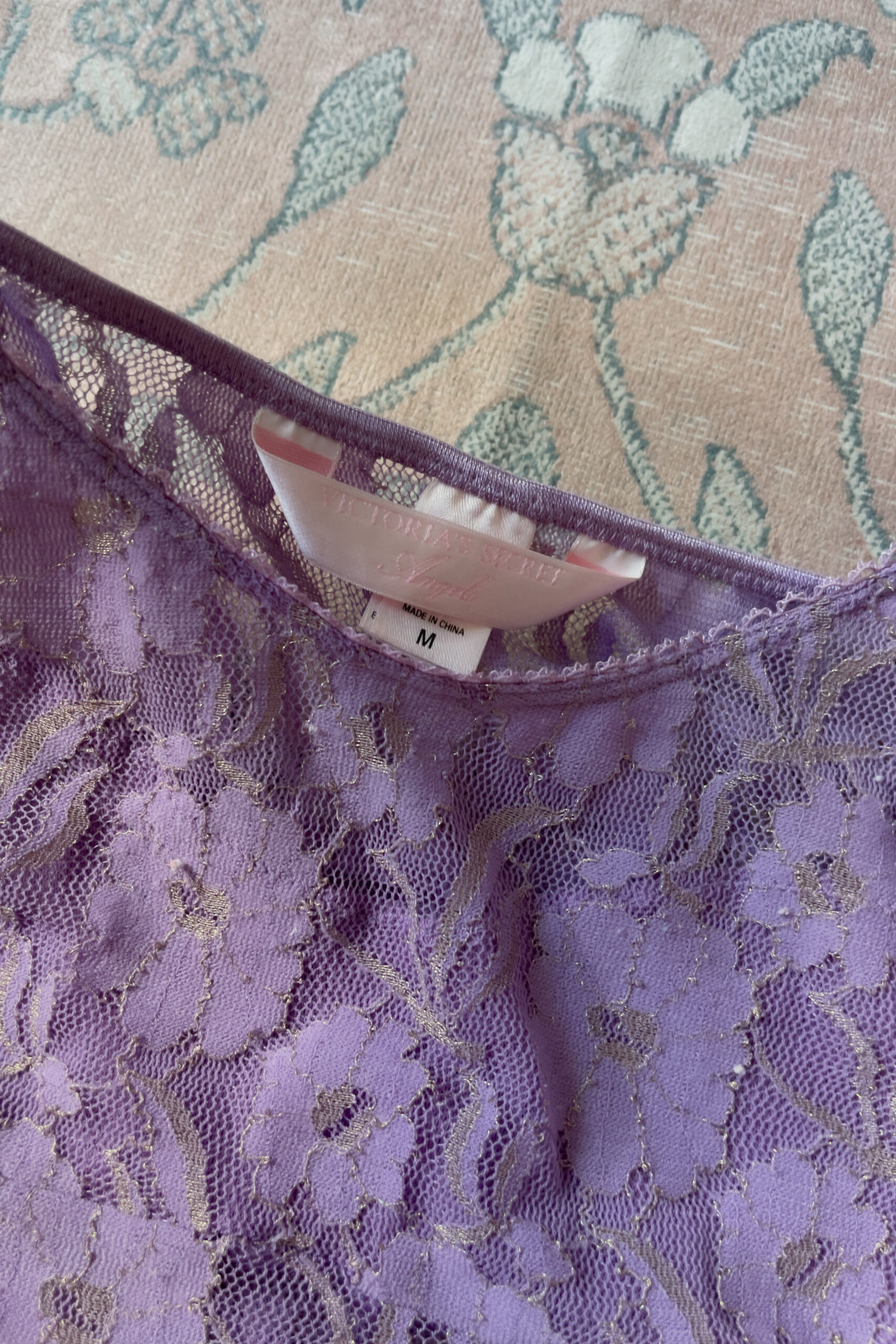 Vintage Purple Sheer Floral Lace Mini Slip Dress (S–M) - Image 11