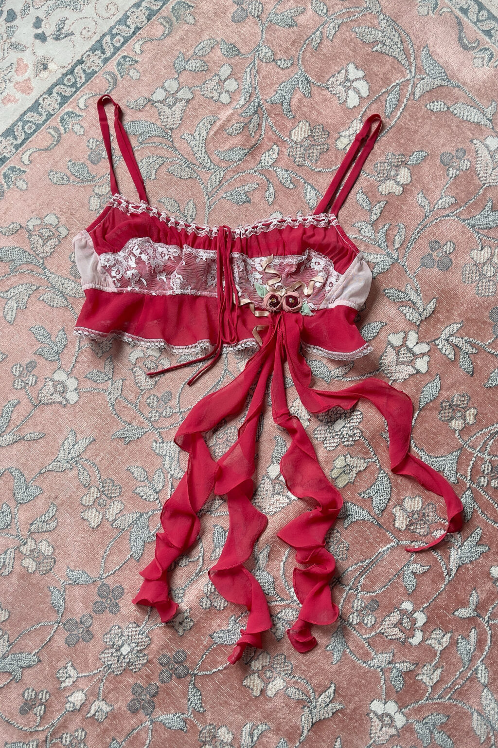Bella Russet Red Camisole Set in Silk Satin