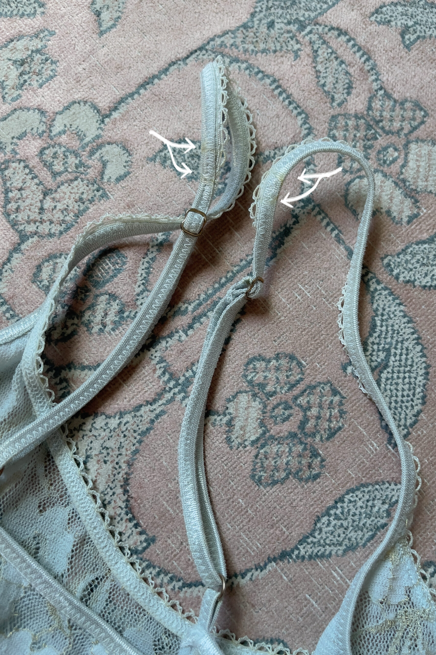 Vintage Dusty Ice Blue Sheer Floral Lace Mini Slip Dress (M–L) - Image 10