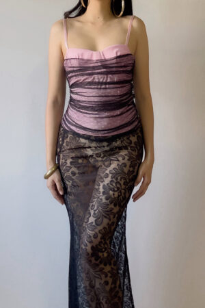 Gorgeous Pink & Black Mesh Bustier (34C/32D)