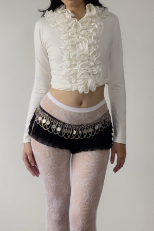 Vintage Y2K Off White Ruffle Blouse (S–L)
