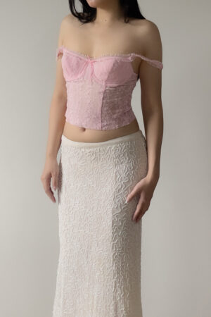 Vintage Pink Lace Bustier Top (S–M)