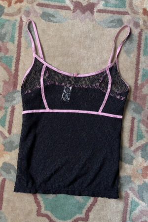 Vintage 1990s Y2K Black Lace Sheer Camisole (XS–S)