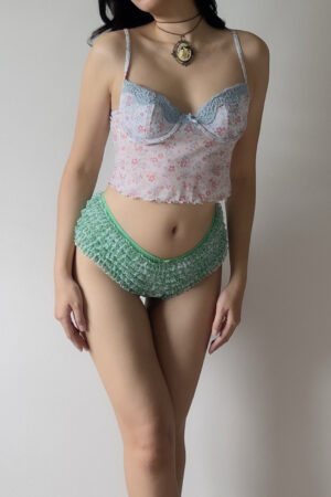 Vintage Y2K Blue Floral Mesh Underwire Camisole (34B/32C)