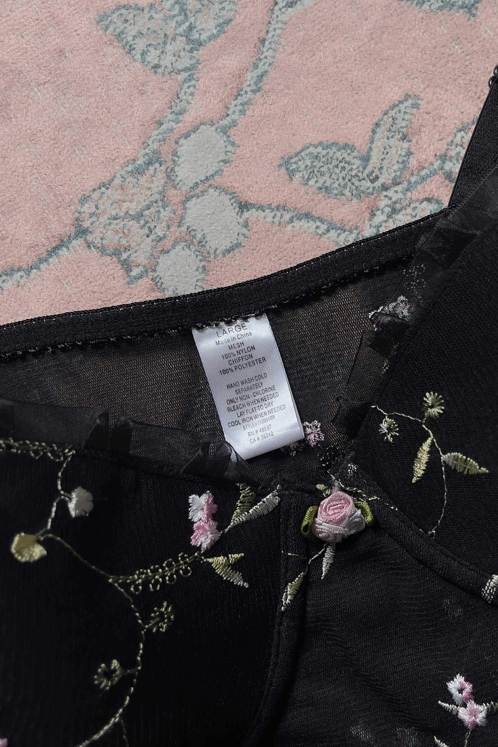 Romantic Black Floral Embroidered Mesh Slip Dress (M–L) - Image 6