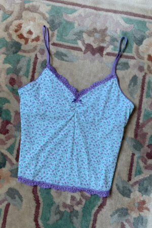 Vintage Y2K Blue Floral Camisole Top (XS)