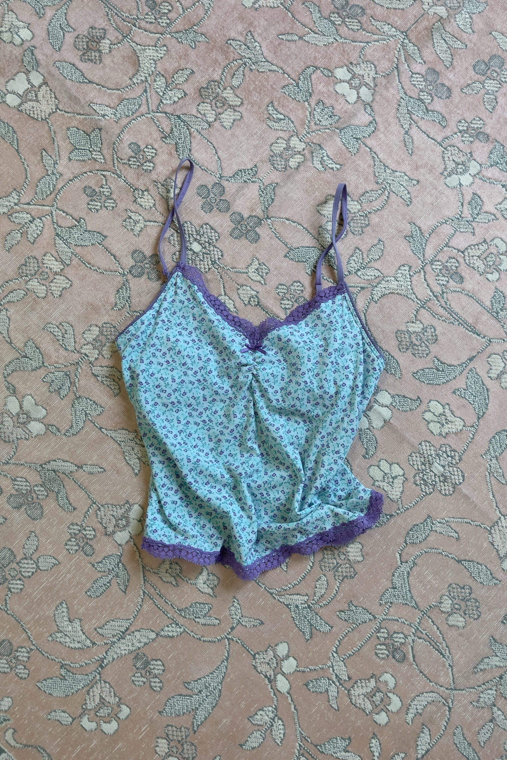 Vintage Blue Floral Camisole Top (XS) - Image 4