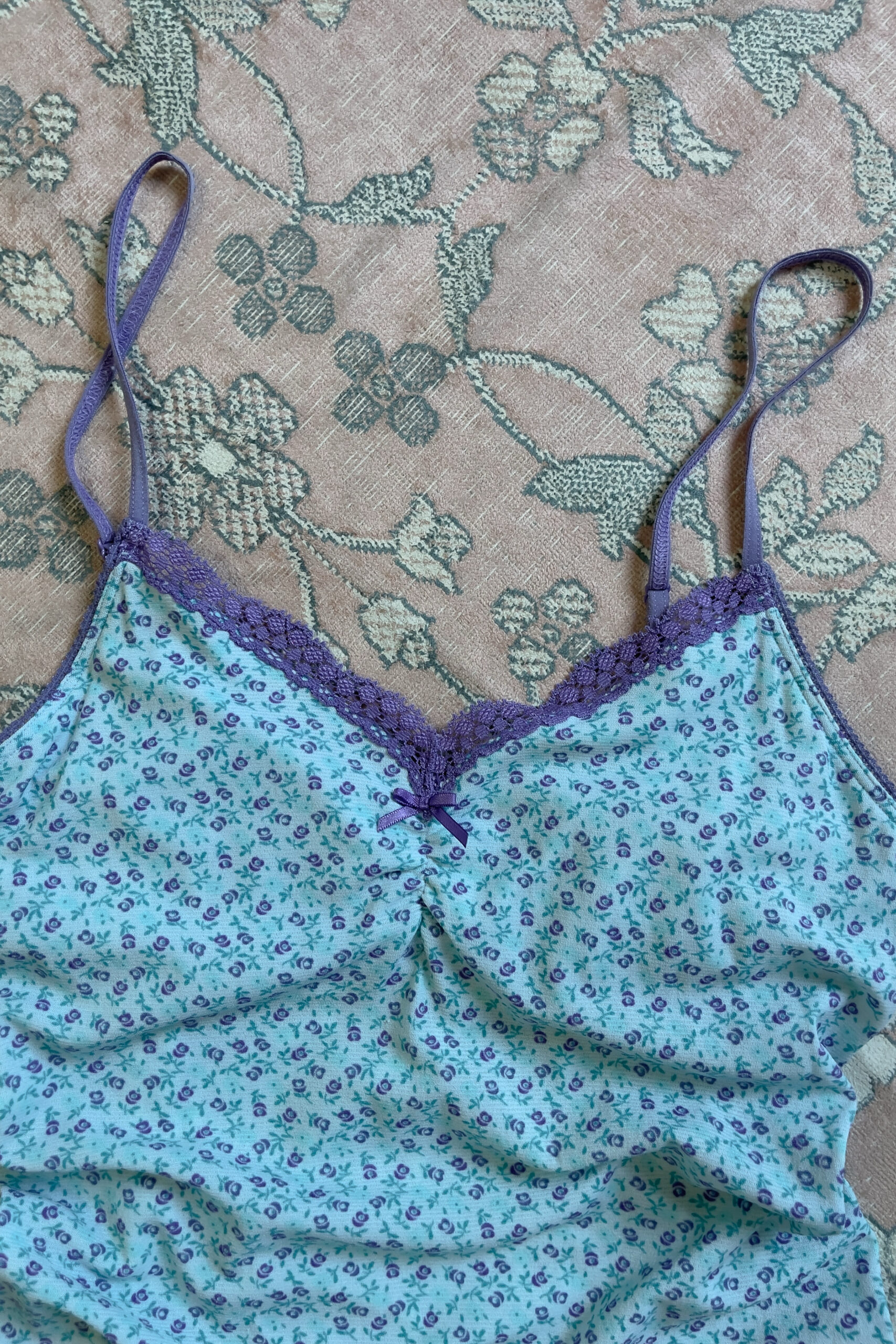 Vintage Blue Floral Camisole Top (XS) - Image 2