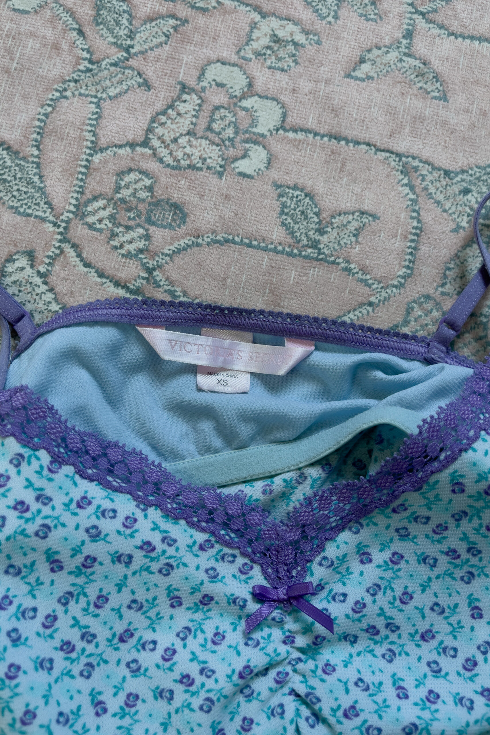 Vintage Blue Floral Camisole Top (XS) - Image 6