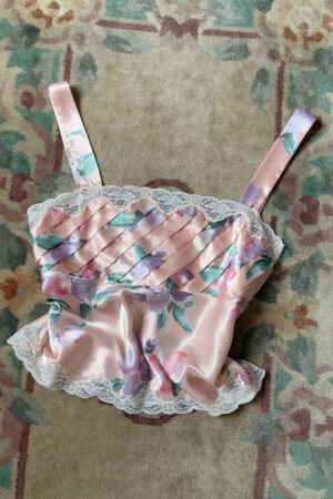 Vintage 1990s Pink Floral Satin Camisole Top (Medium)