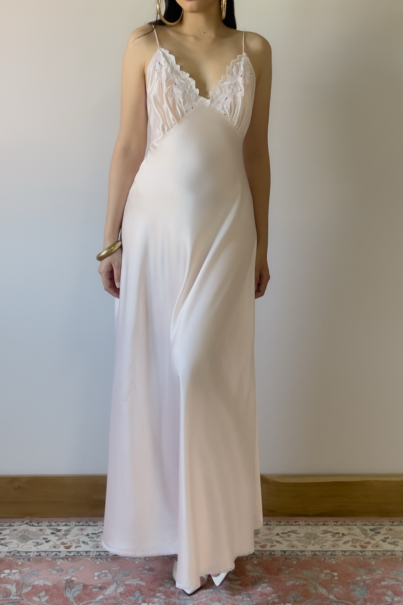 Vintage 1980s Blush Pink Satin Slip Gown (L) - Image 5