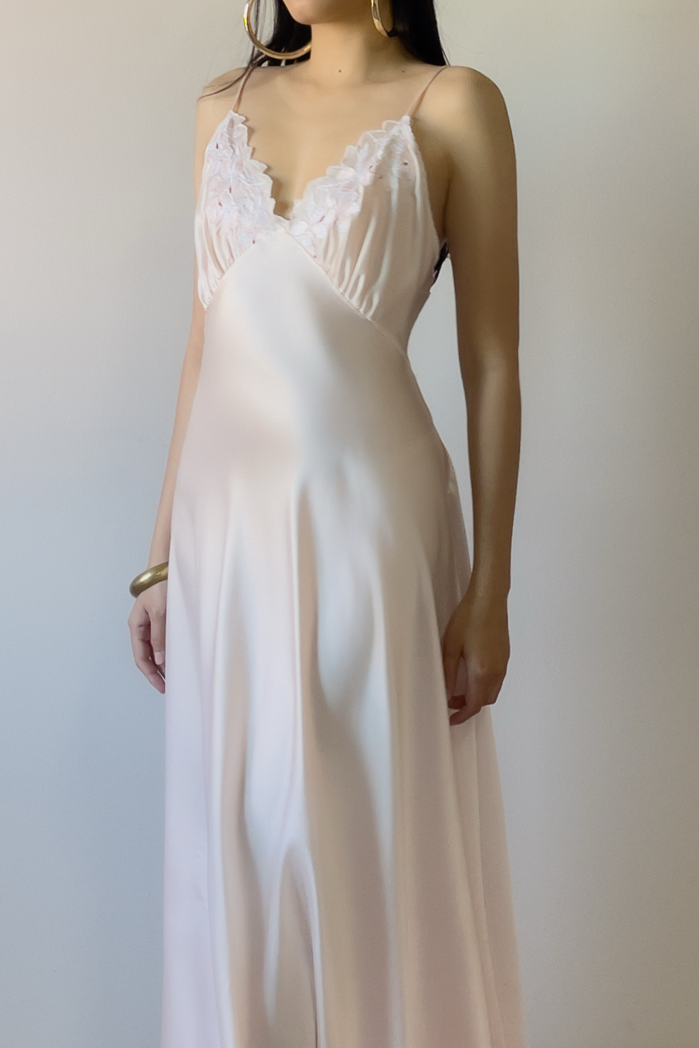 Vintage 1980s Blush Pink Satin Slip Gown (L) - Image 4
