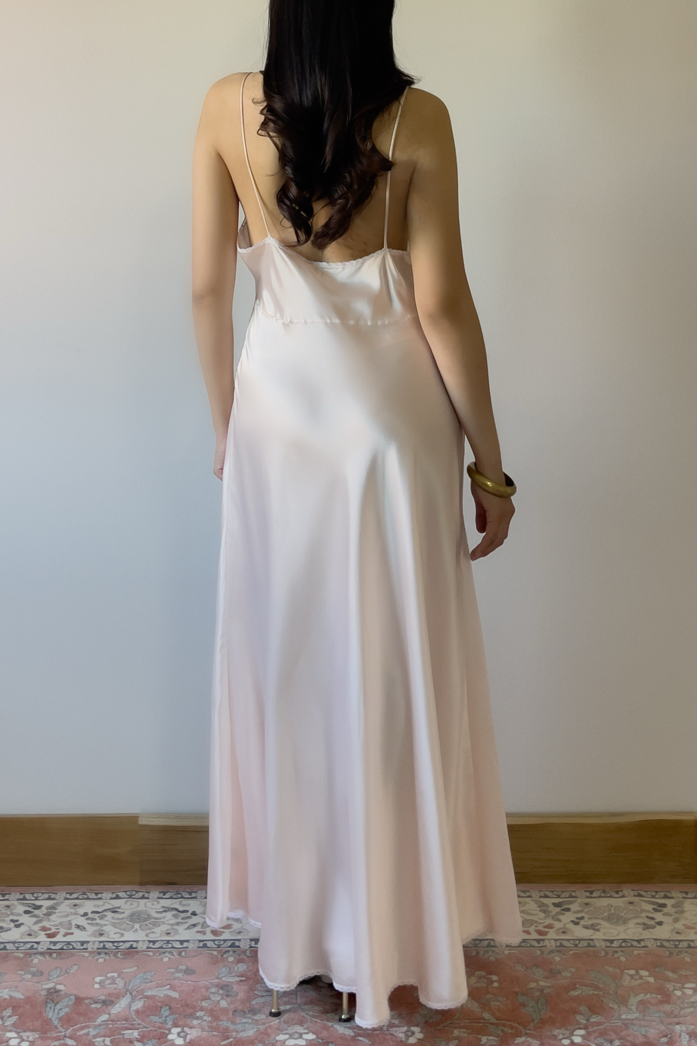 Vintage 1980s Blush Pink Satin Slip Gown (L) - Image 9