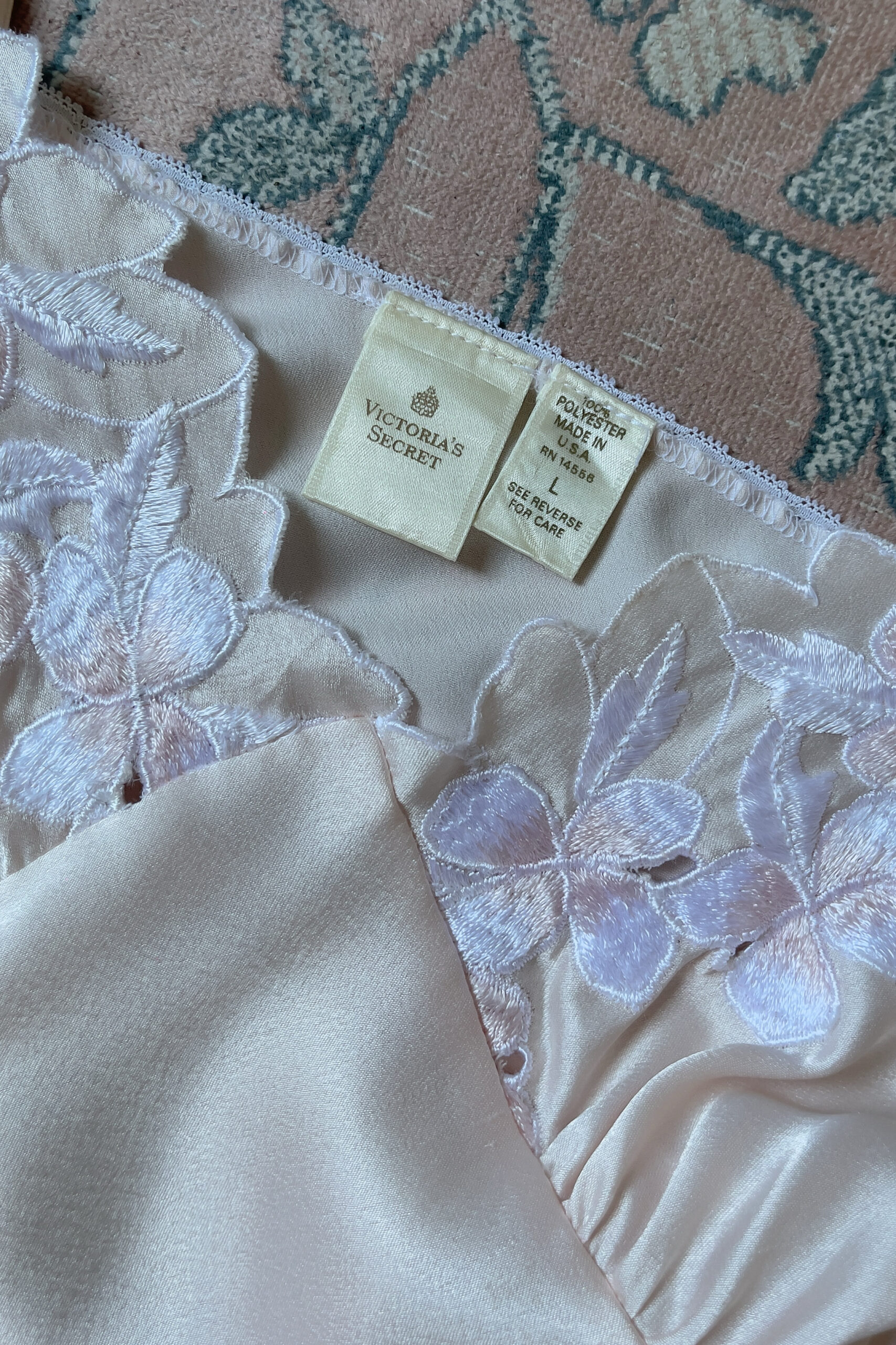 Vintage 1980s Blush Pink Satin Slip Gown (L) - Image 20