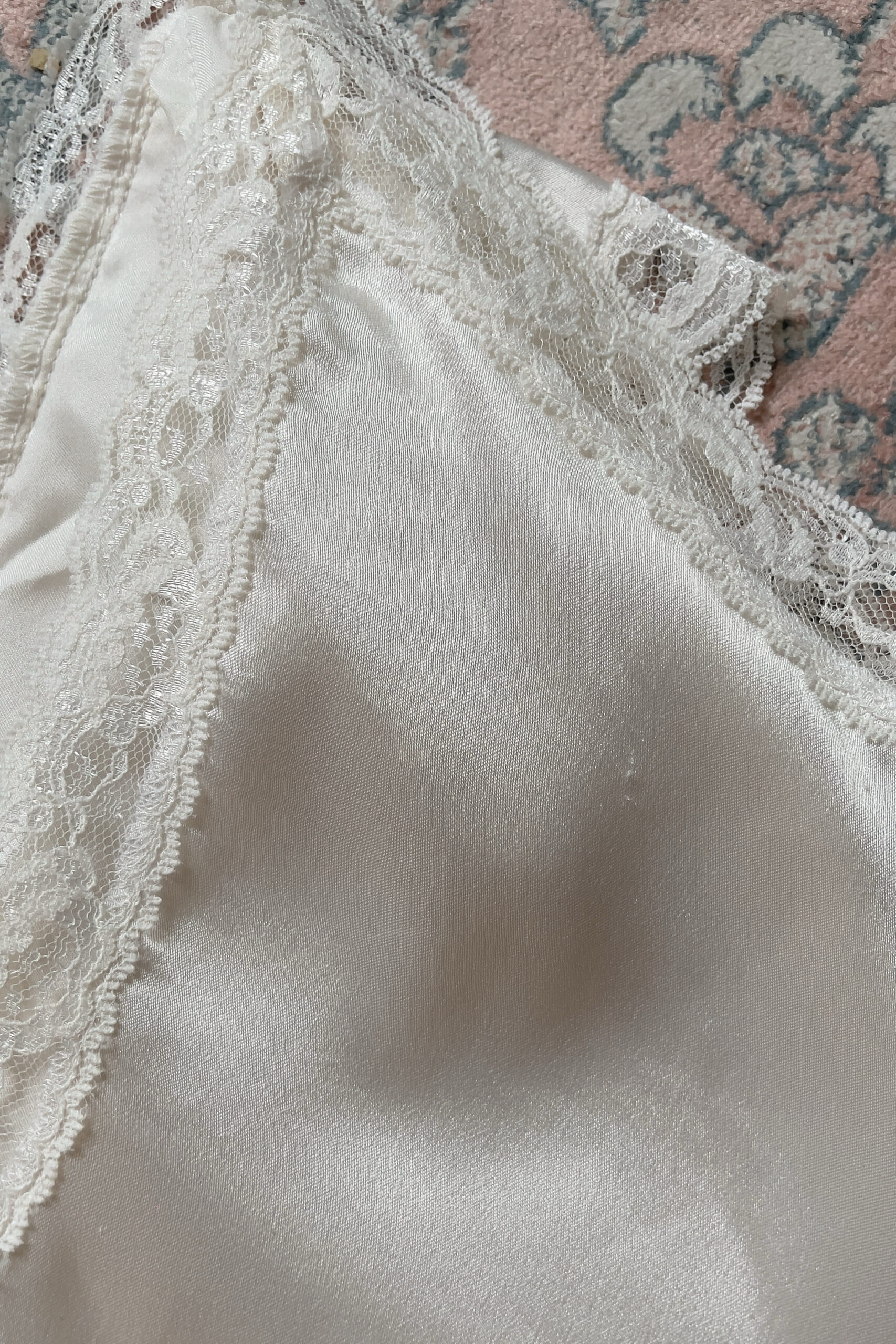 Vintage 1990s Ivory Satin Lace Ruffle Slip Dress (S) - Image 16