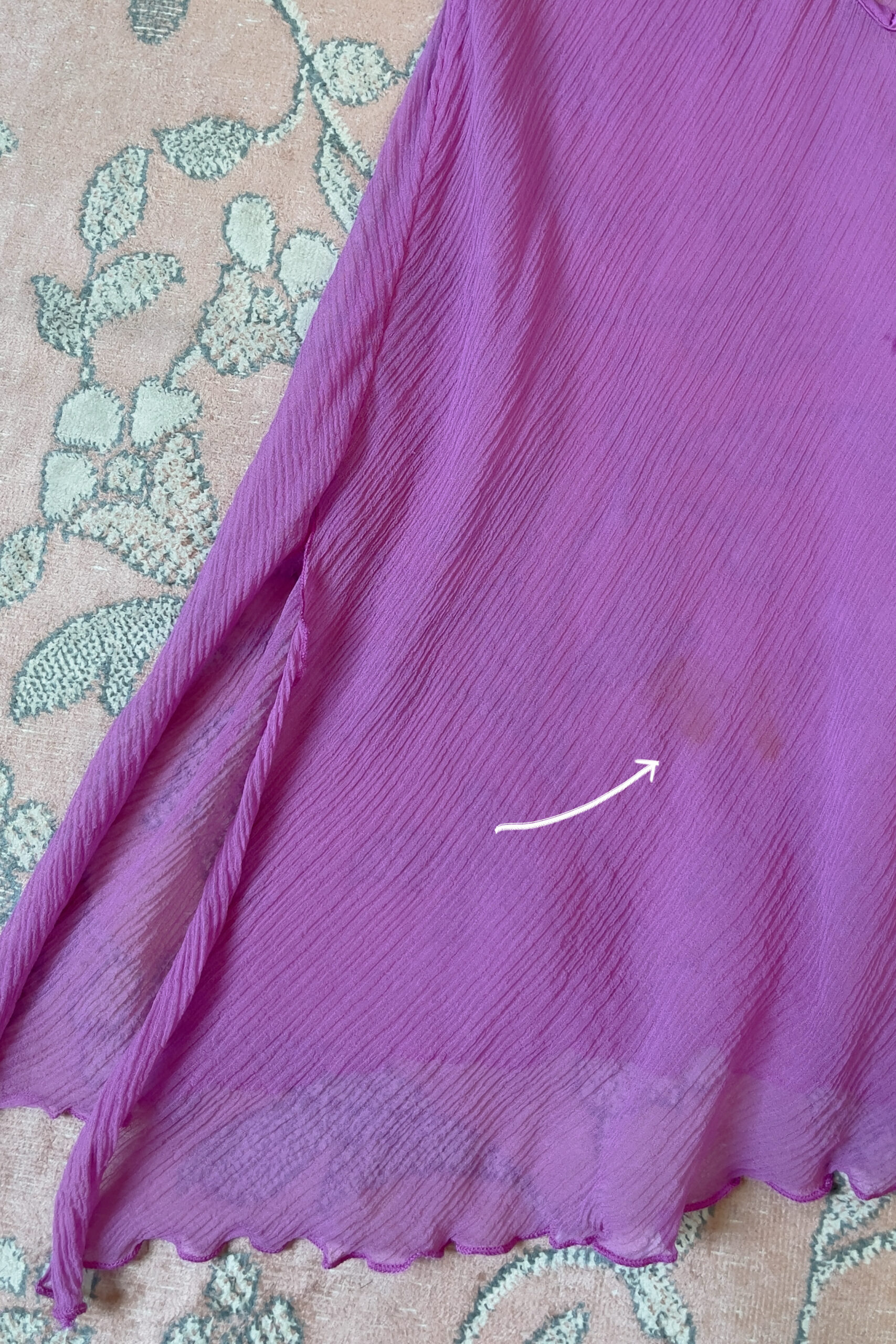Vintage Magenta Silk Chiffon Mini Slip Dress (S–M) - Image 12