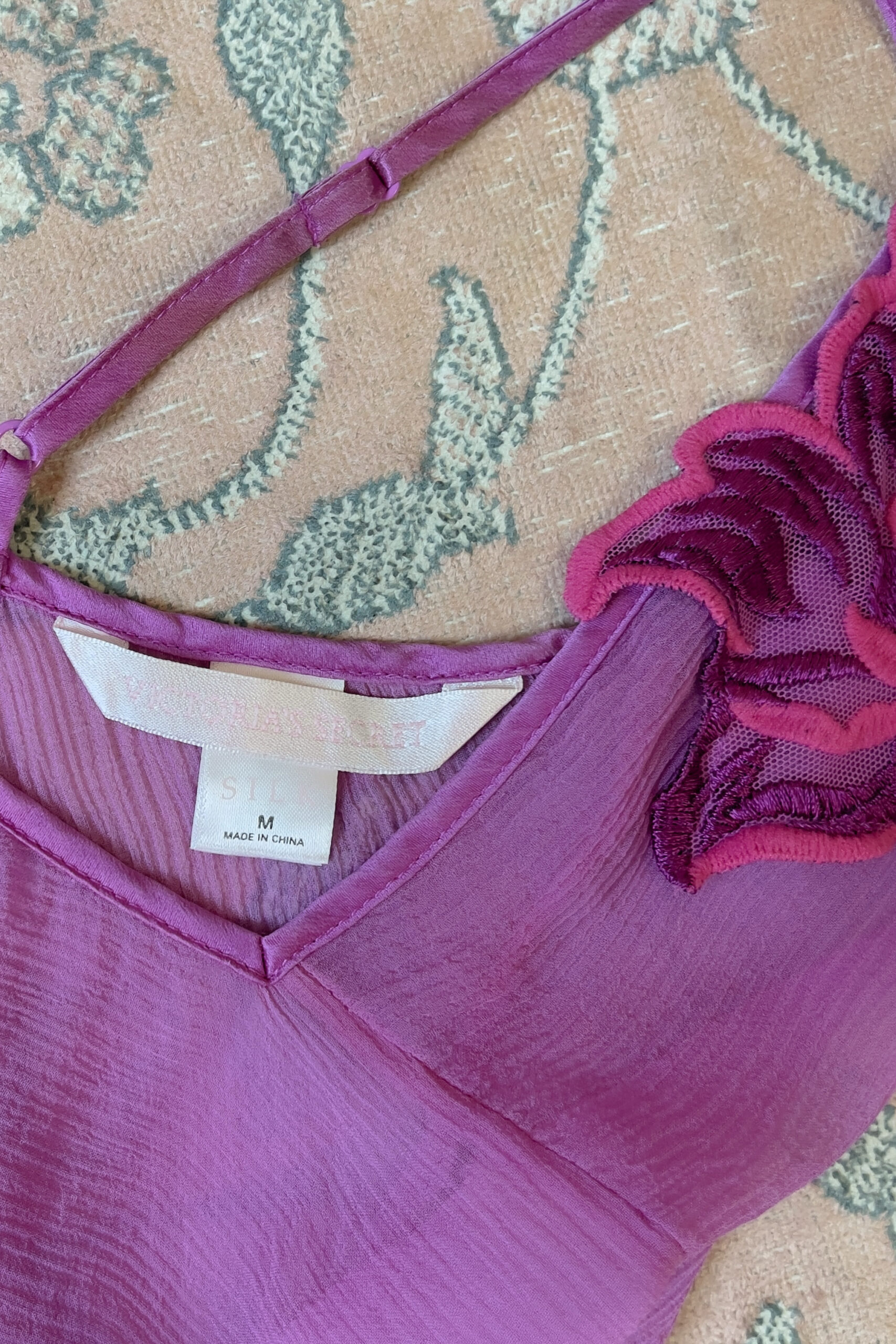 Vintage Magenta Silk Chiffon Mini Slip Dress (S–M) - Image 14