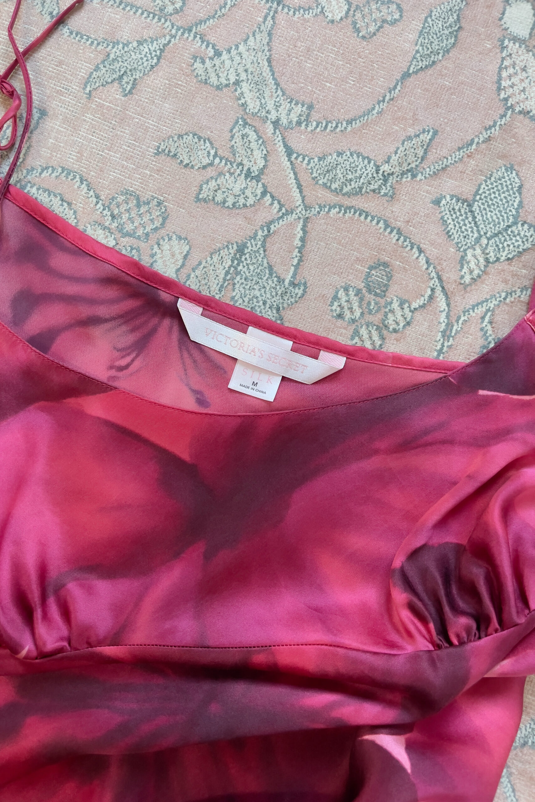 Vintage Silk Floral Mini Slip Dress (M) - Image 11