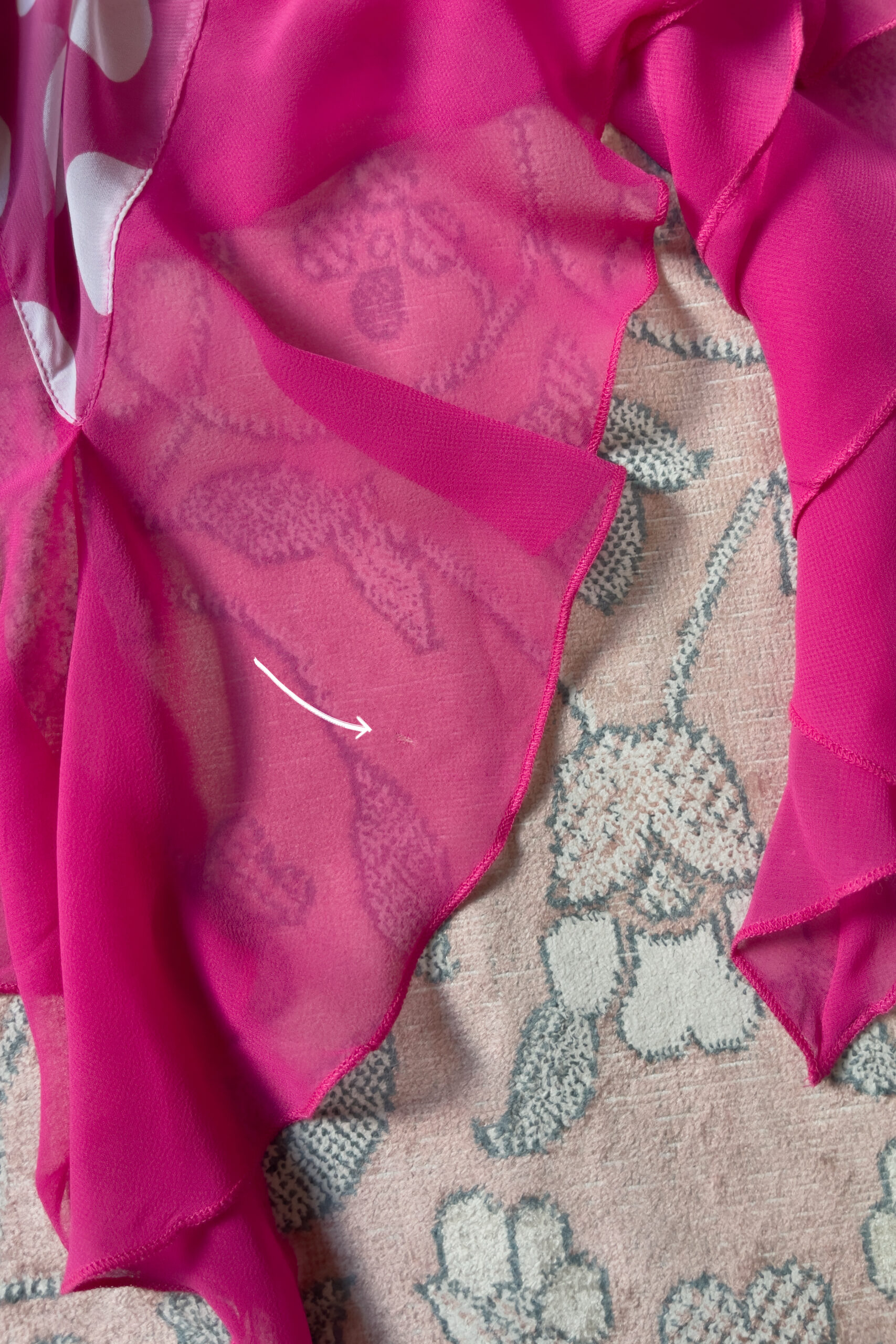 Vintage Pink Polka Dot Ruffled Chiffon Slip Dress (S–M) - Image 15