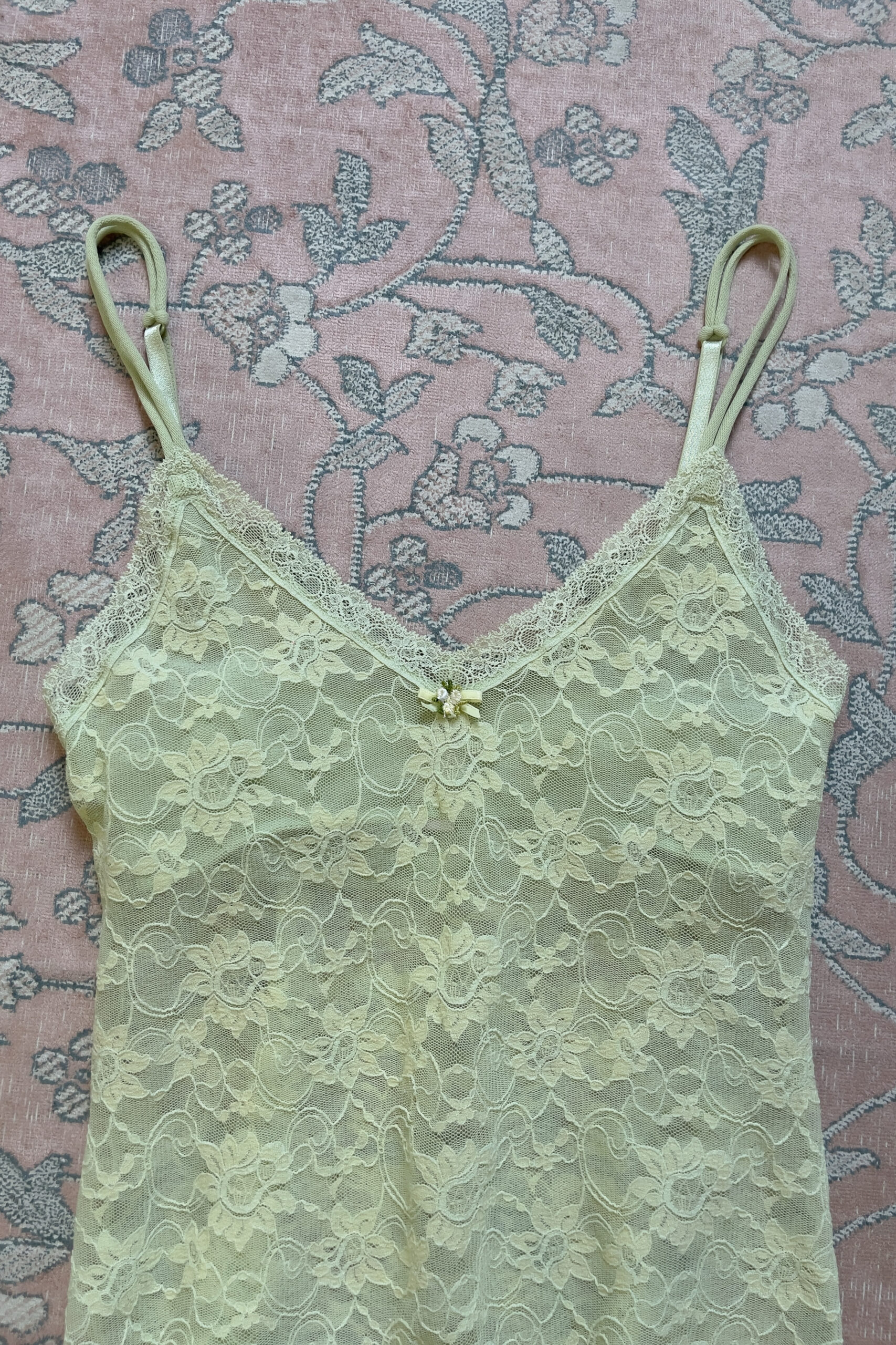 Vintage Pastel Green Floral Mesh Lace Camisole (S–M) - Image 5