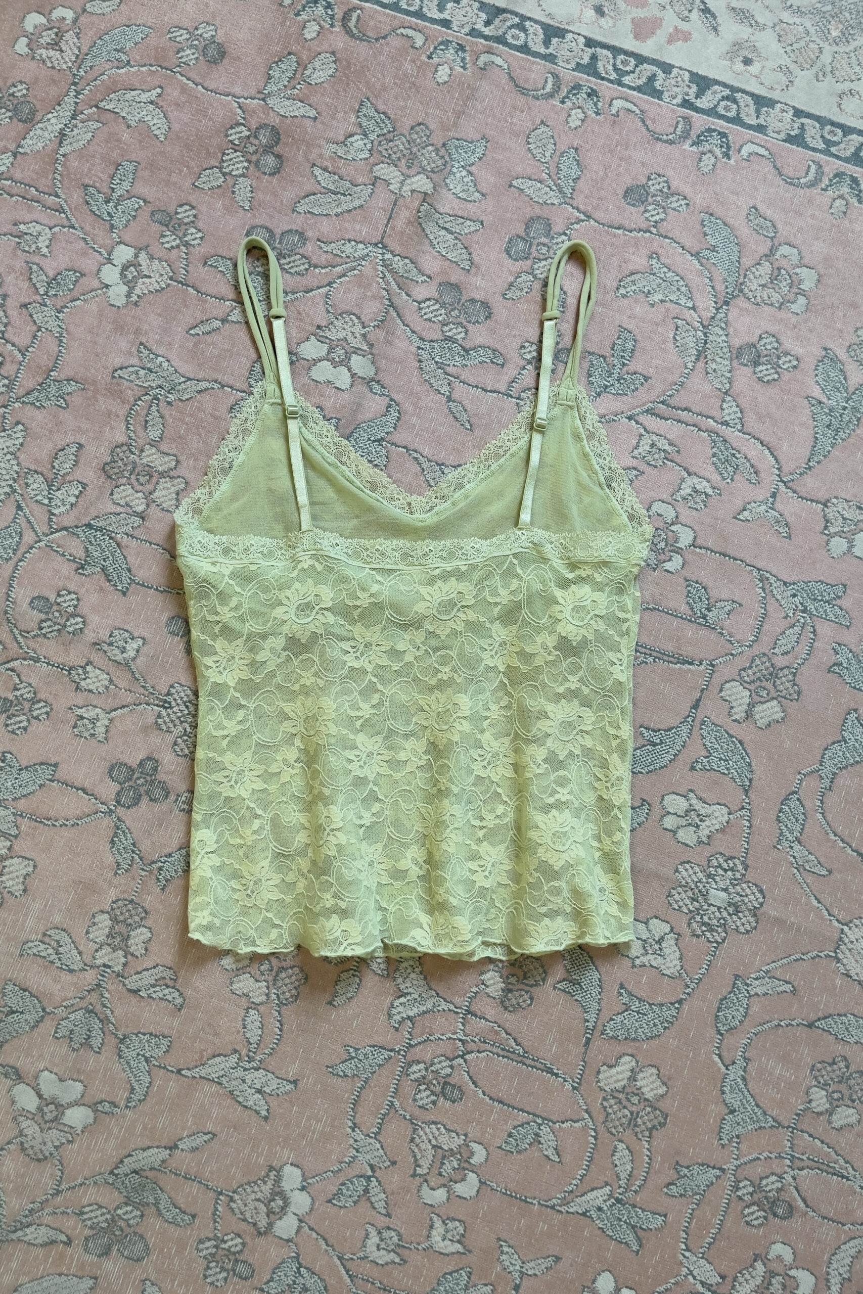 Vintage Pastel Green Floral Mesh Lace Camisole (S–M) - Image 6