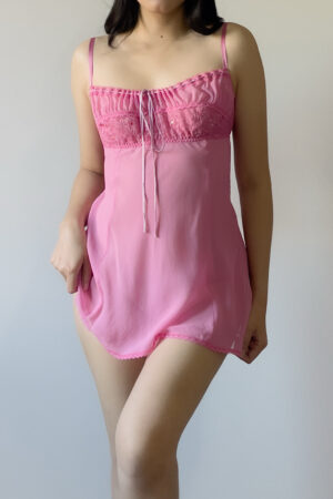Vintage Pink Silk Mini Slip Dress (S)