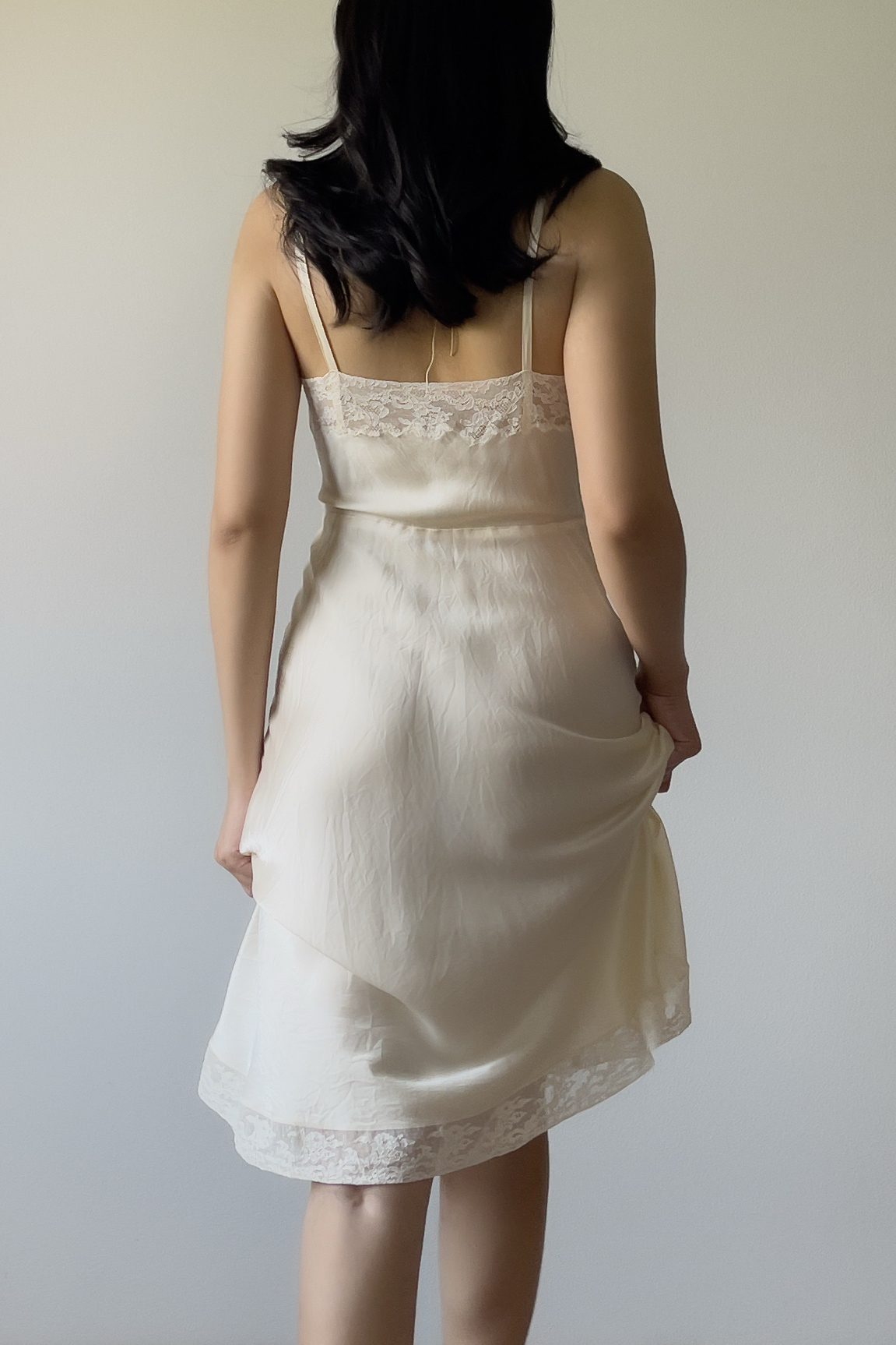 Vintage 1940s Ivory Silk Slip Dress (XS) - Image 5