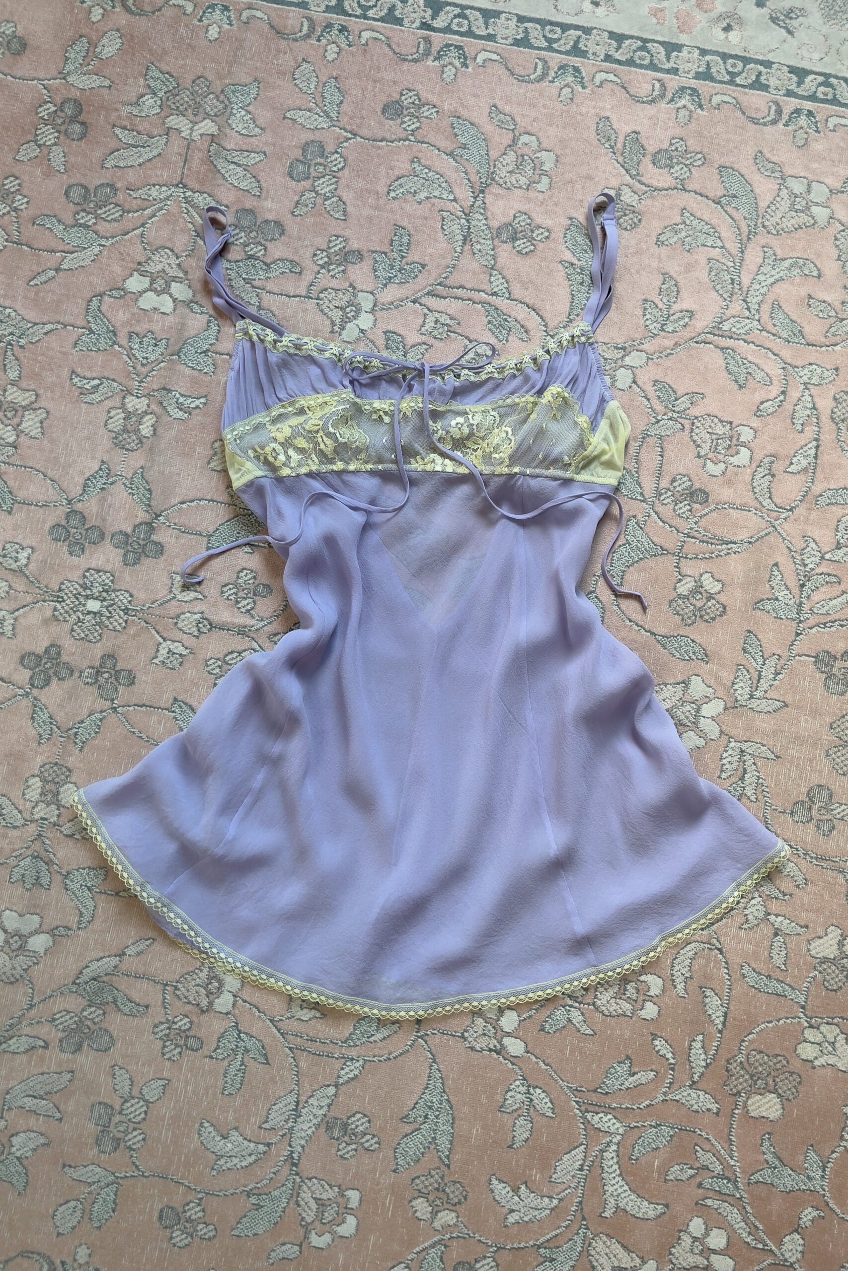 Vintage Lavender Silk Mini Slip Dress (L) - Image 7
