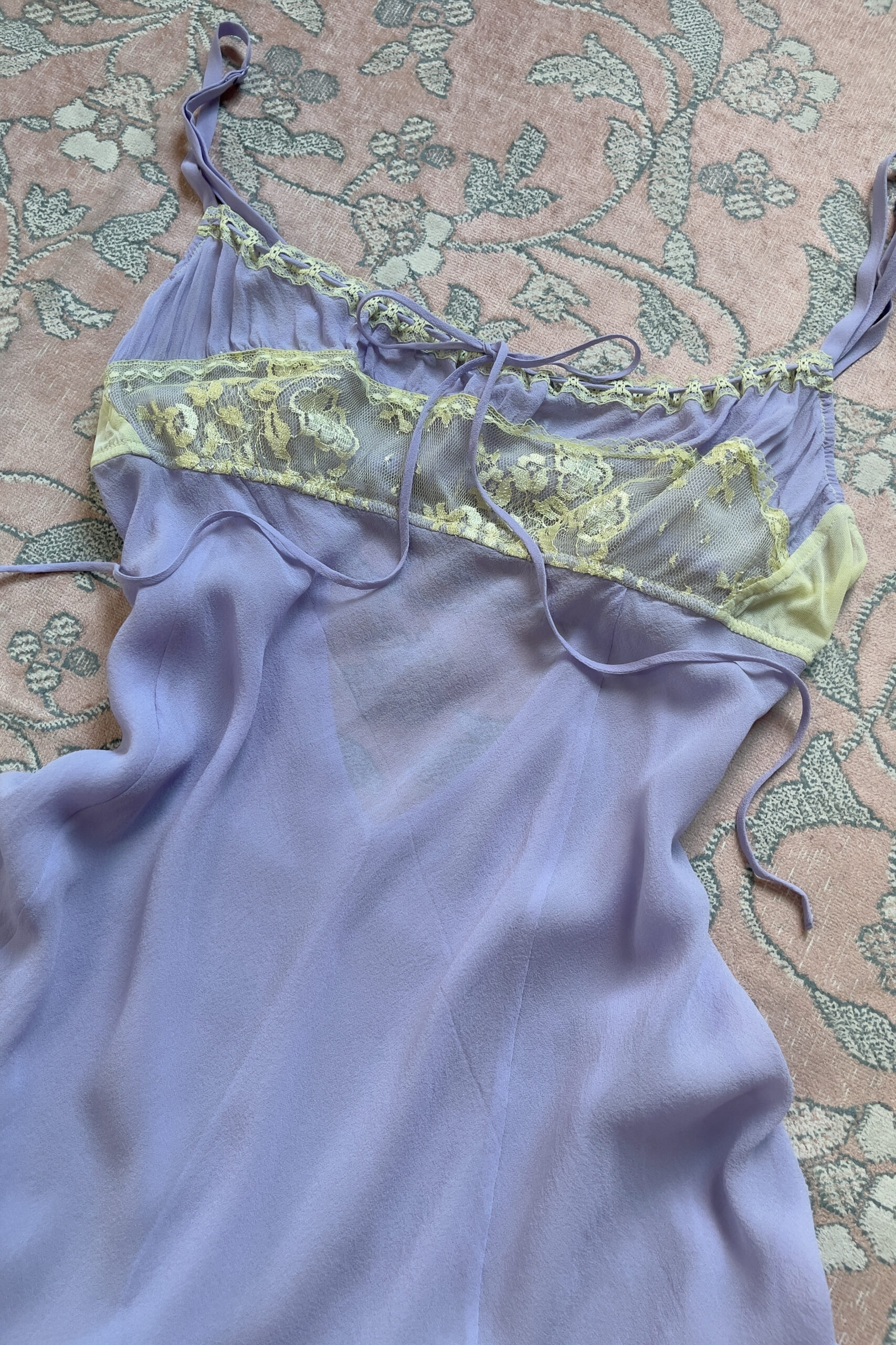Vintage Lavender Silk Mini Slip Dress (L) - Image 8