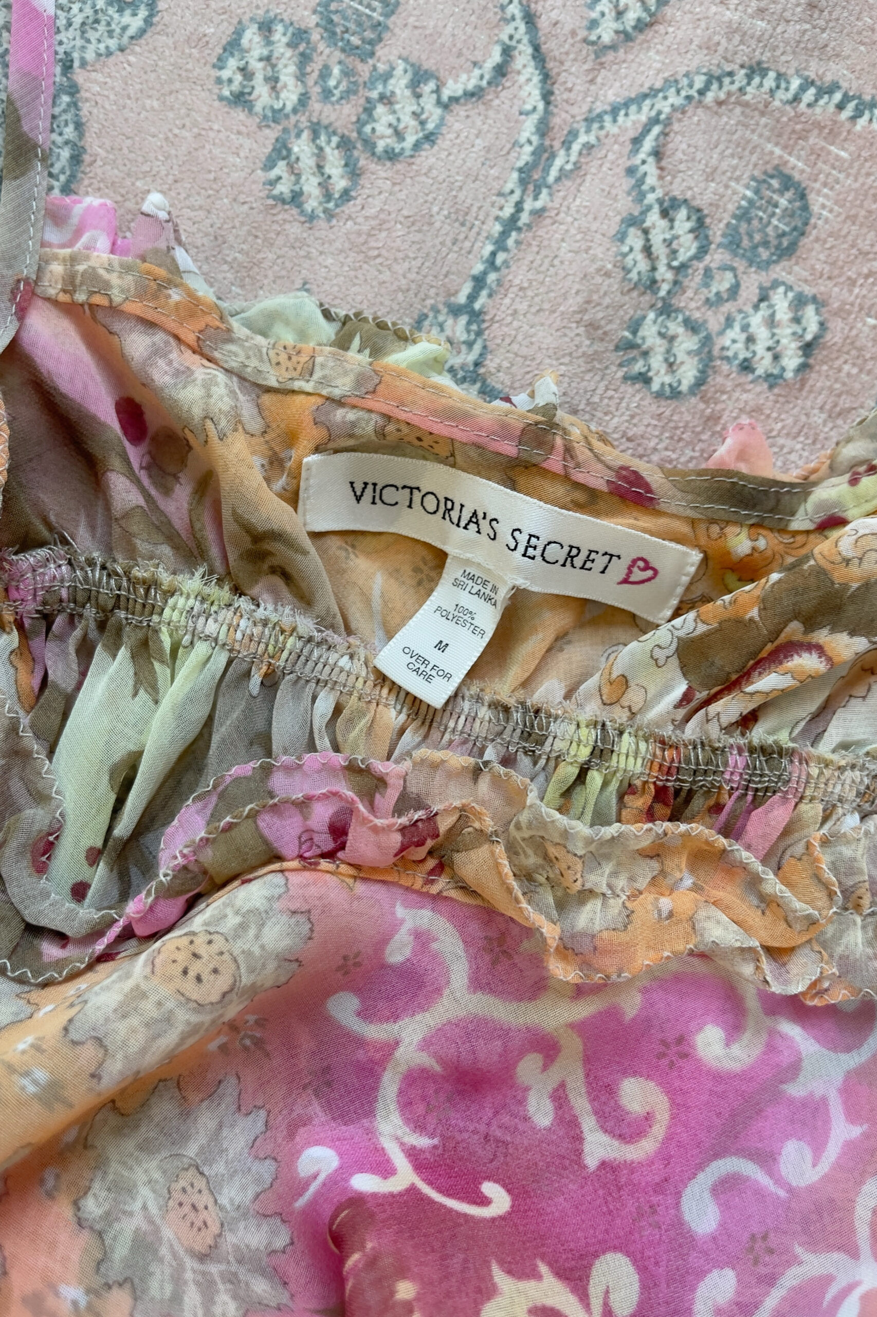Vintage 1990s Ornate Floral Chiffon Slip Dress (S–M) - Image 11