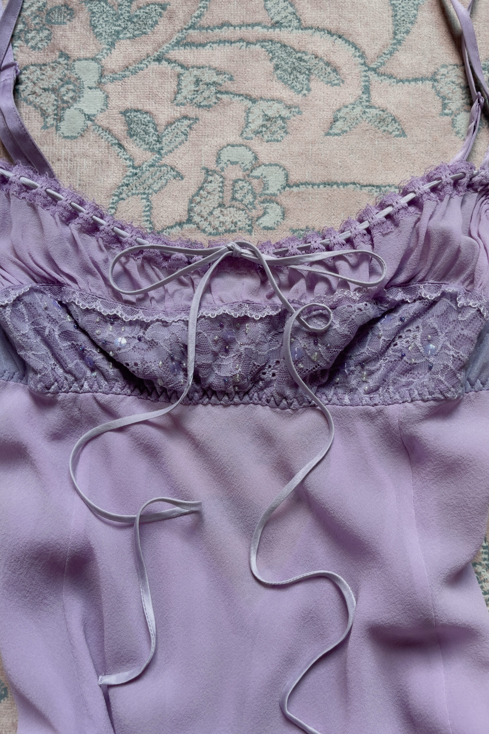 Vintage Lavender Silk Mini Slip Dress (S) - Image 10