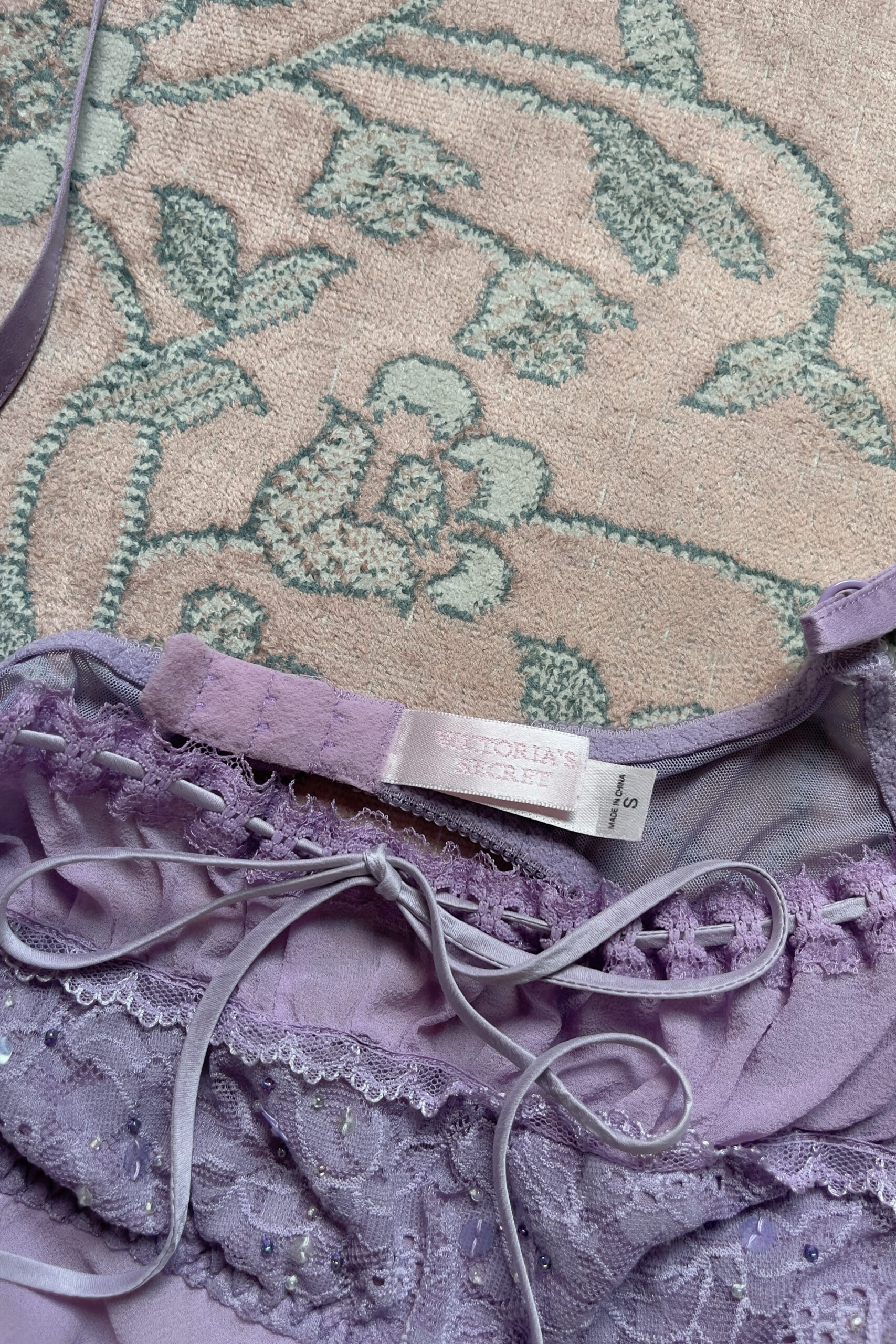Vintage Lavender Silk Mini Slip Dress (S) - Image 12