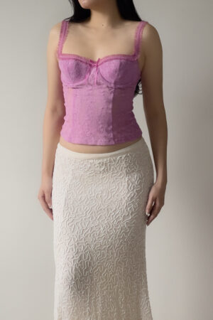 Vintage Purple Floral Lace Bustier Top (S–M)