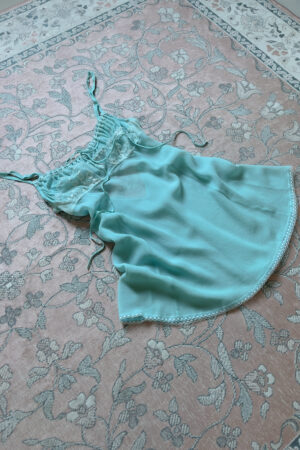 Vintage Blue Silk Mini Slip Dress (M)