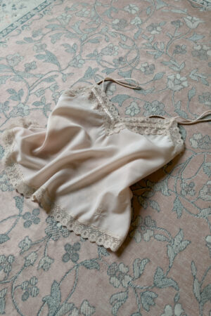 Christian Dior 1990s Light Beige Lace Trim Polyester Camisole (M)