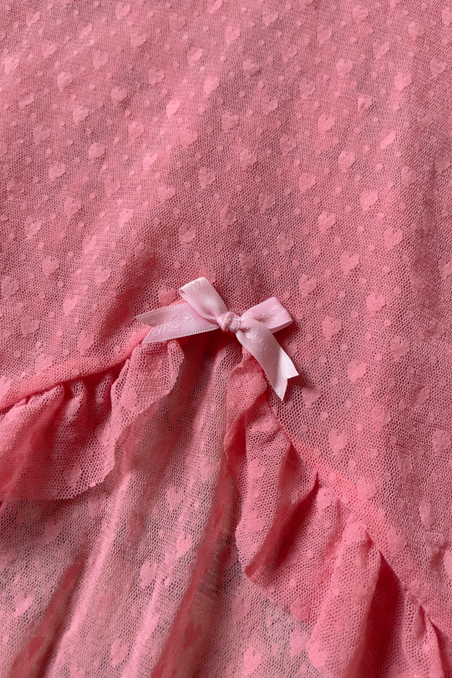Vintage Rose Pink Heart Mesh Mini Slip Dress (M) - Image 7