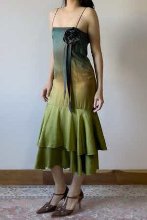 Vintage 1990s Hand-Dyed Ombré Silk Slip Dress (XXS–XS)