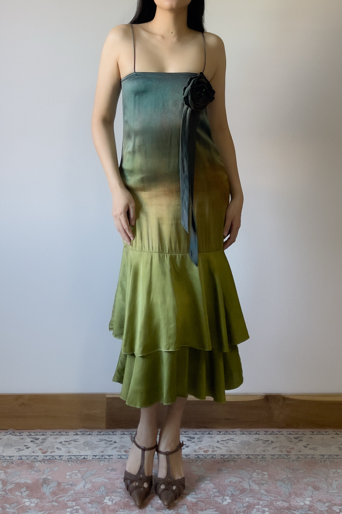 Vintage 1990s Hand-Dyed Ombré Silk Slip Dress (XXS–XS) - Image 2