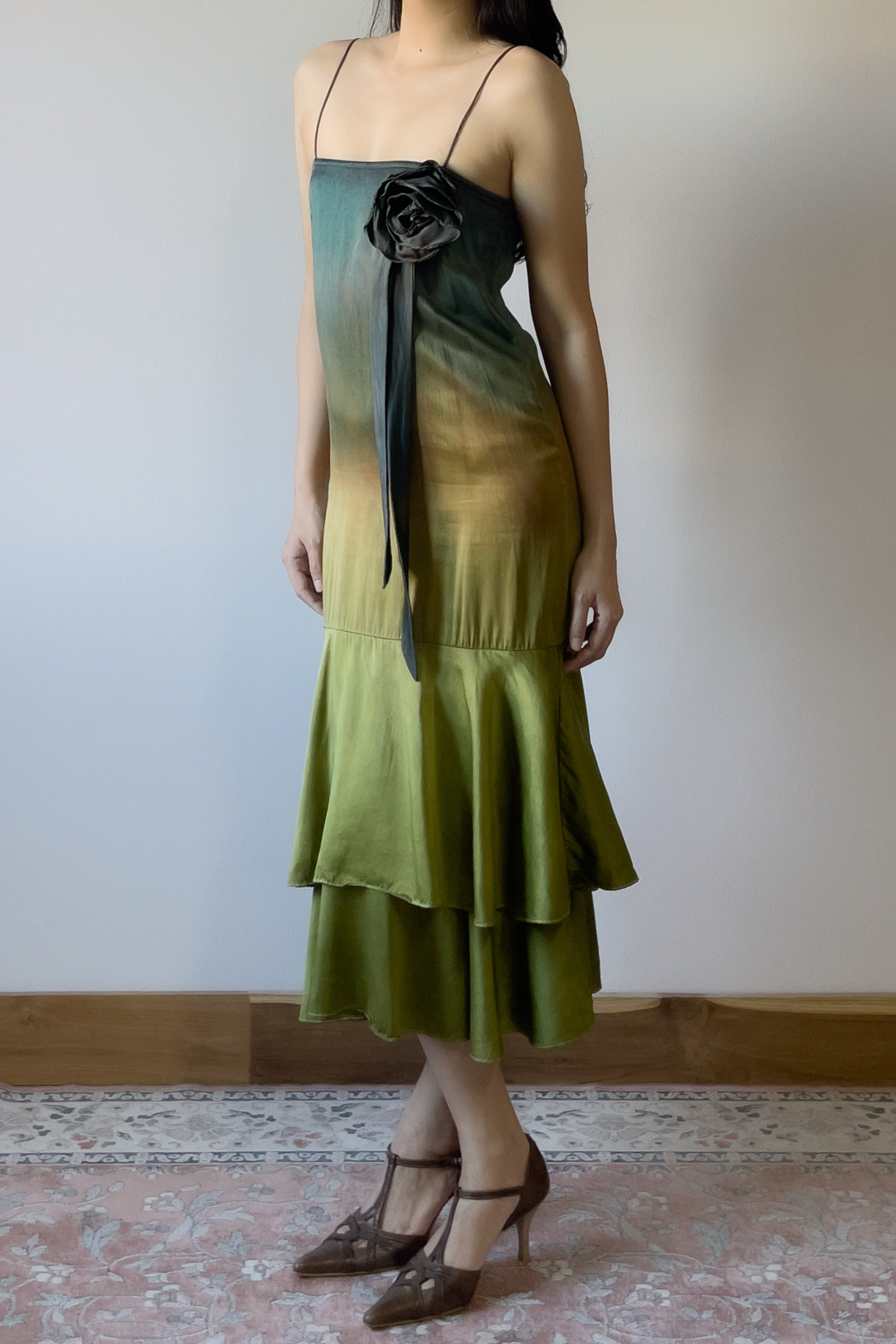 Vintage 1990s Hand-Dyed Ombré Silk Slip Dress (XXS–XS) - Image 4