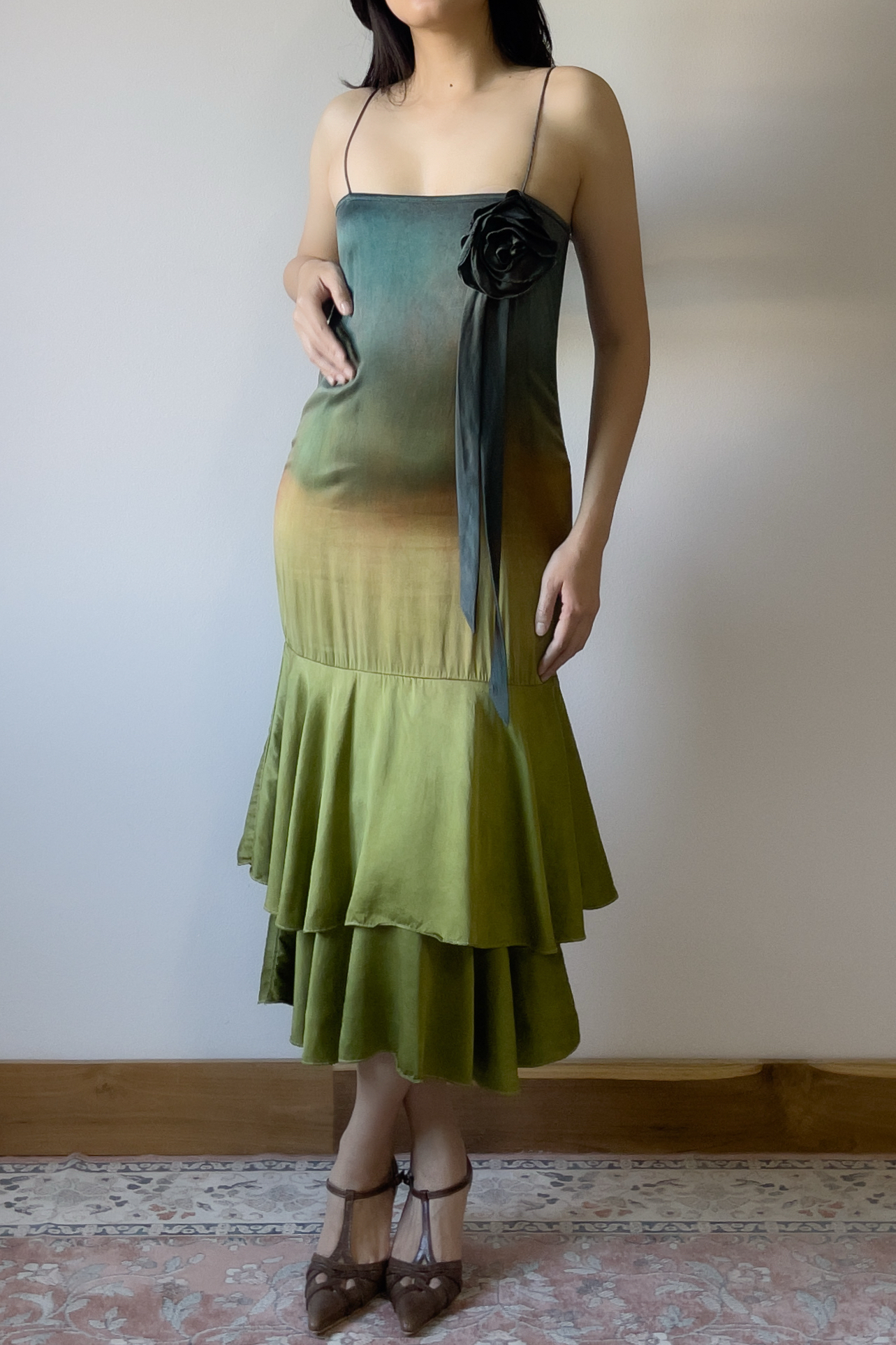 Vintage 1990s Hand-Dyed Ombré Silk Slip Dress (XXS–XS) - Image 5