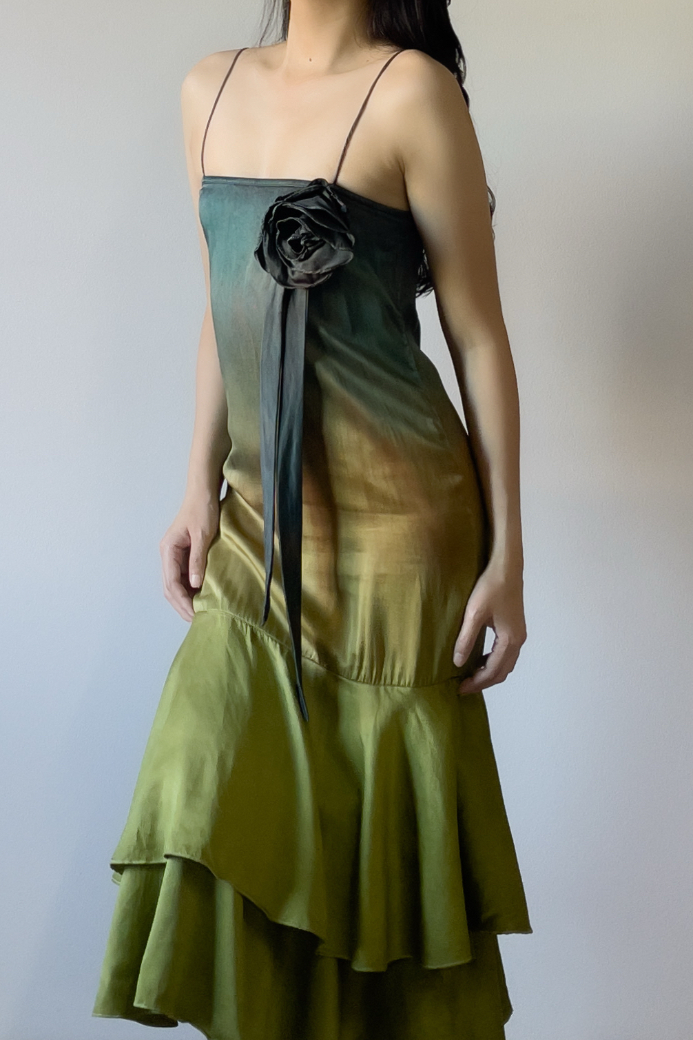 Vintage 1990s Hand-Dyed Ombré Silk Slip Dress (XXS–XS) - Image 6