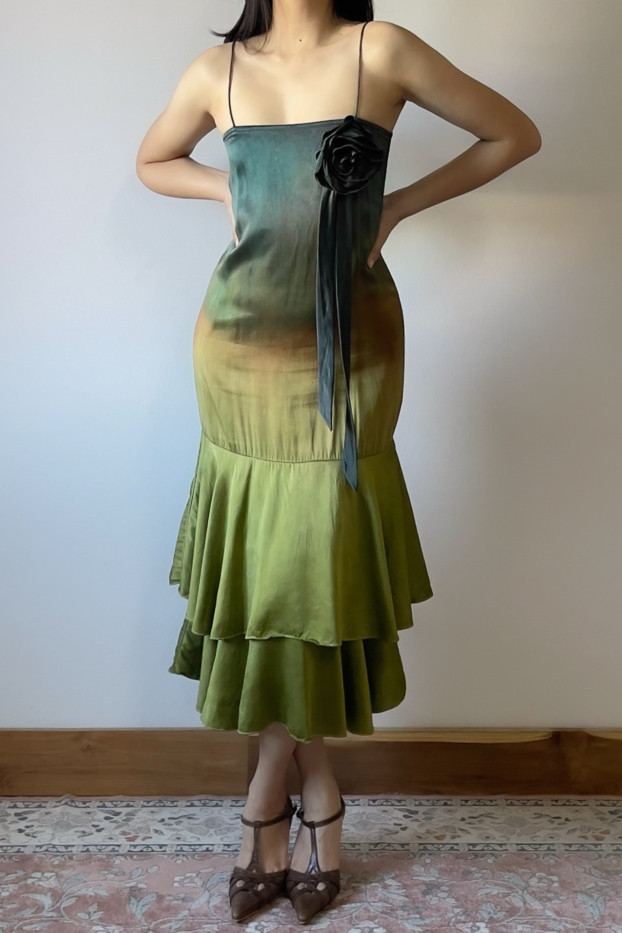 Vintage 1990s Hand-Dyed Ombré Silk Slip Dress (XXS–XS) - Image 7