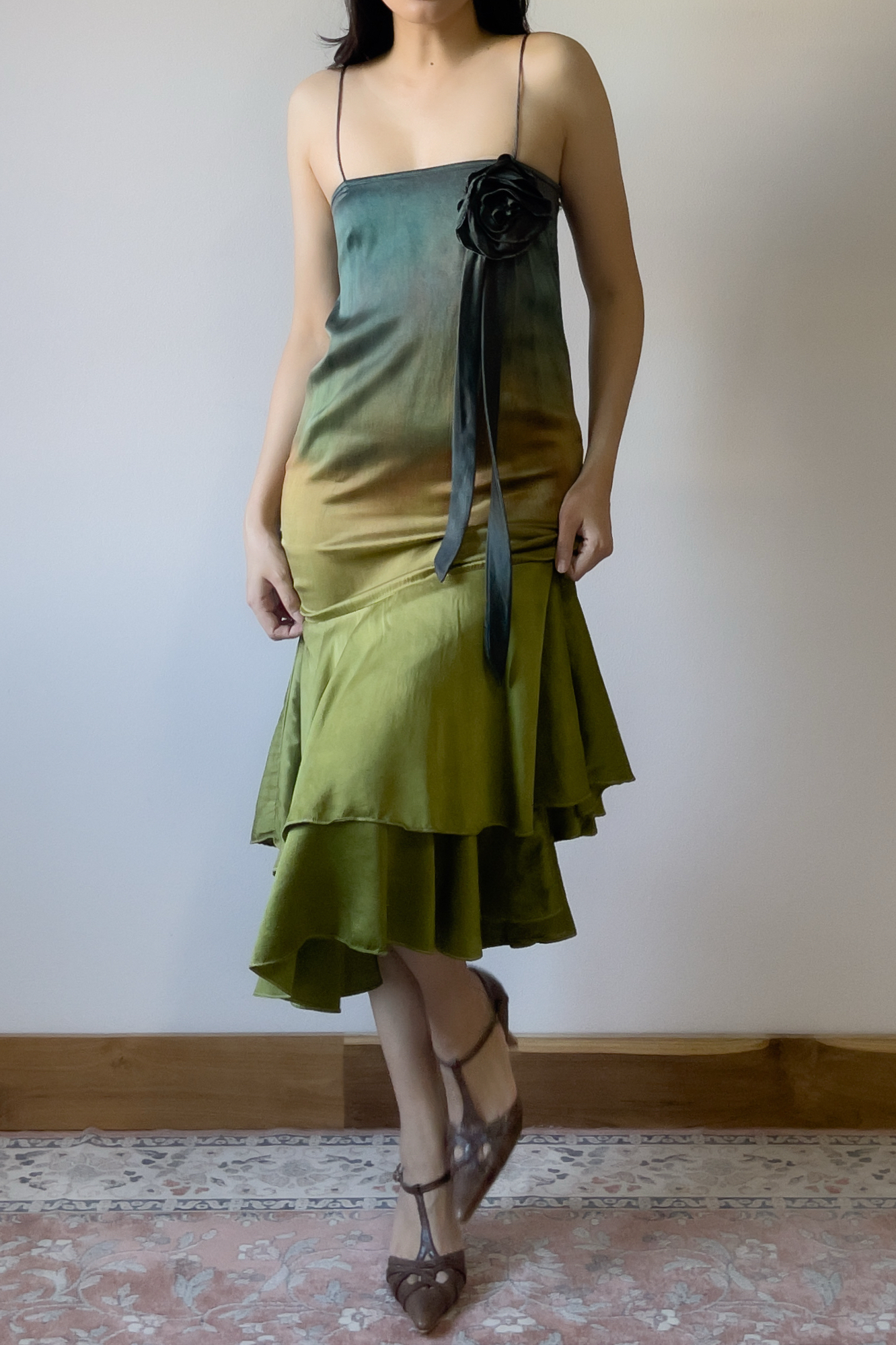 Vintage 1990s Hand-Dyed Ombré Silk Slip Dress (XXS–XS) - Image 8