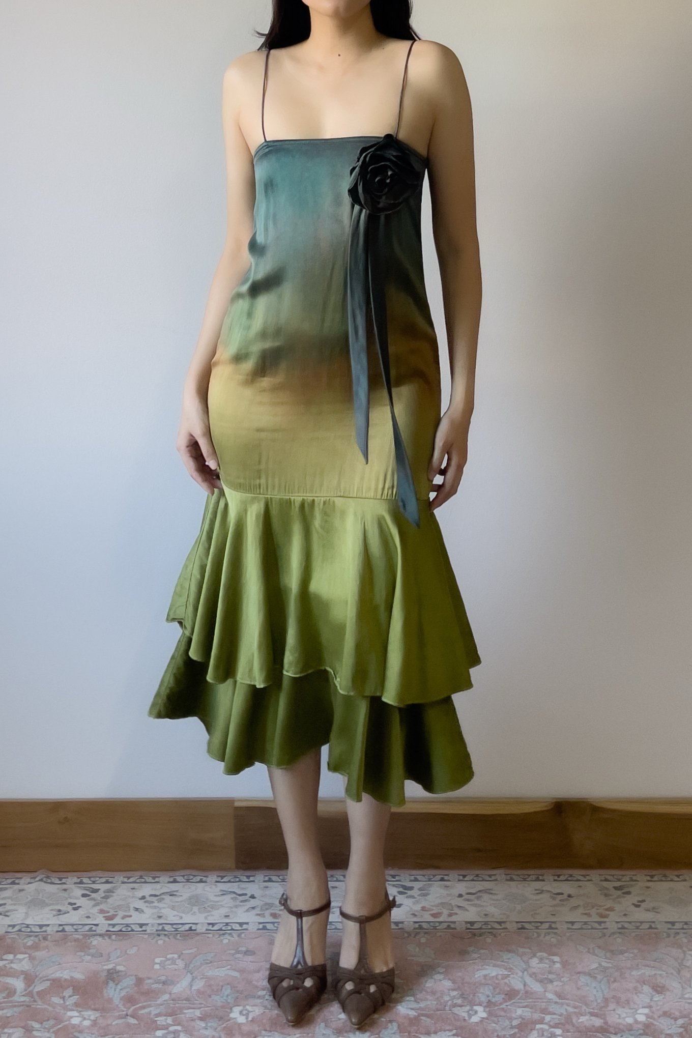 Vintage 1990s Hand-Dyed Ombré Silk Slip Dress (XXS–XS) - Image 9
