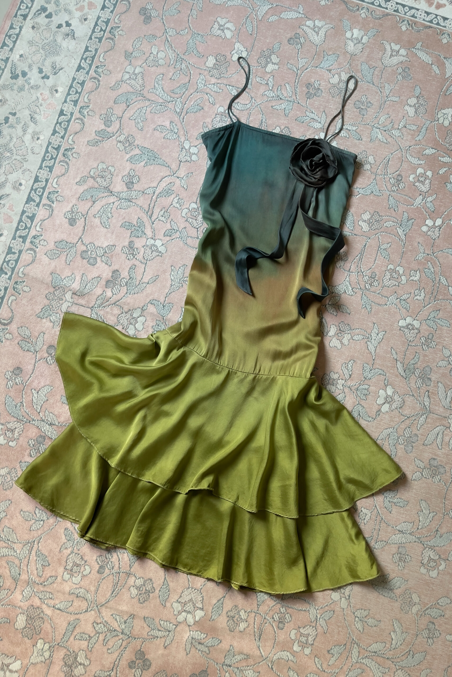 Vintage 1990s Hand-Dyed Ombré Silk Slip Dress (XXS–XS) - Image 15