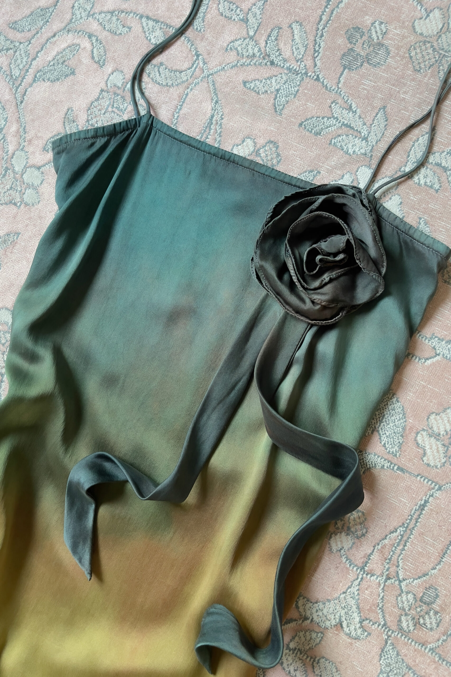Vintage 1990s Hand-Dyed Ombré Silk Slip Dress (XXS–XS) - Image 16