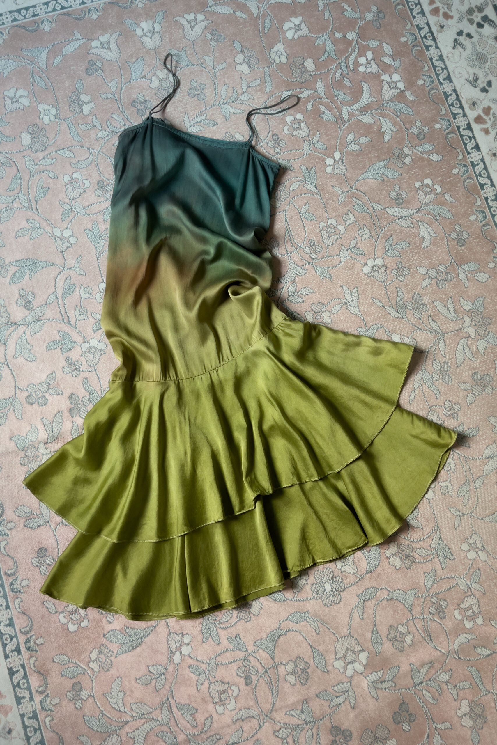 Vintage 1990s Hand-Dyed Ombré Silk Slip Dress (XXS–XS) - Image 17