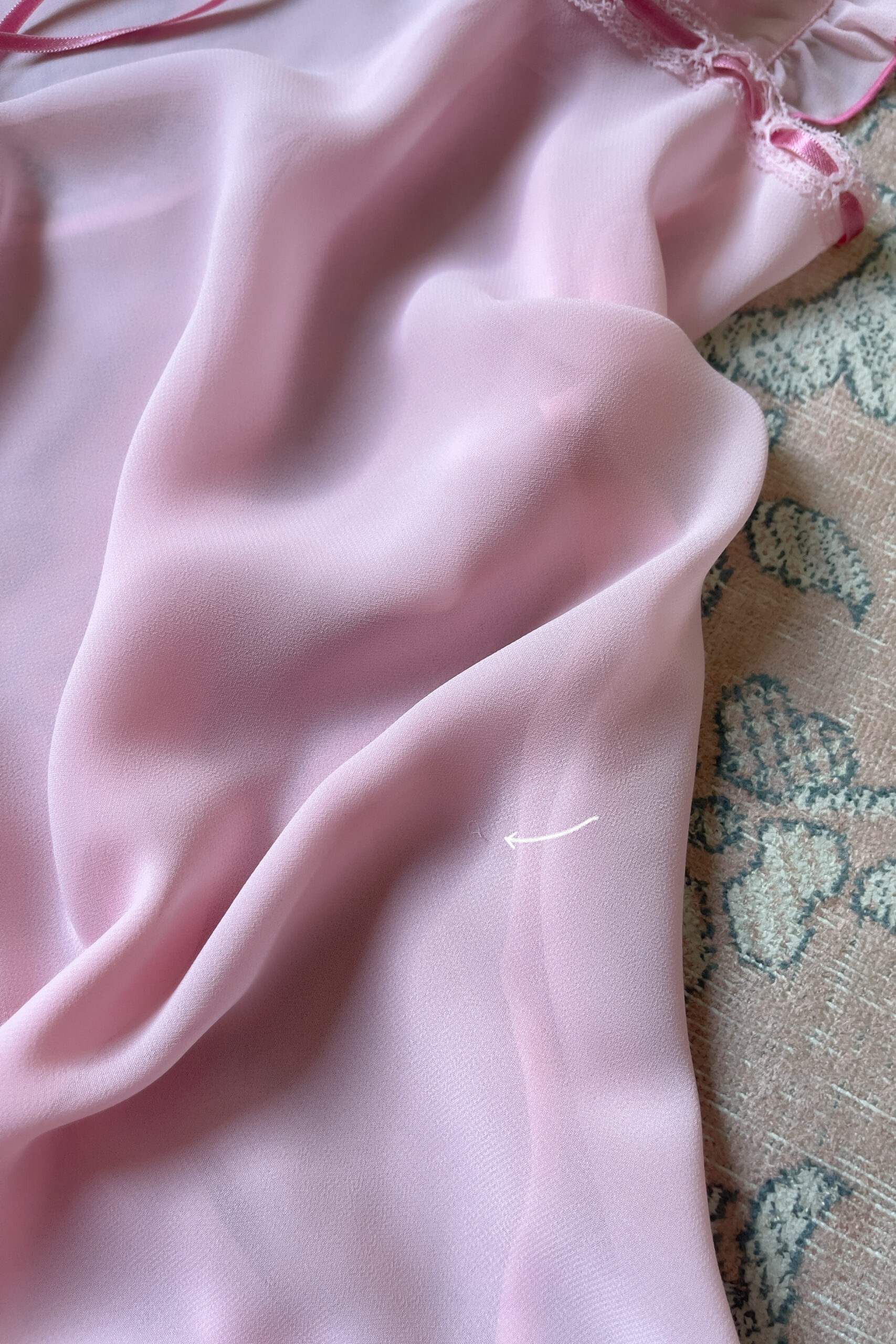 Vintage Soft Pink Satin & Sheer Chiffon Mini Slip Dress (M) - Image 12