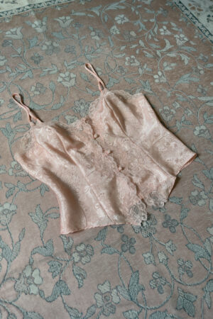 Vintage 1990s Soft Peach Jacquard Lace Camisole (M)